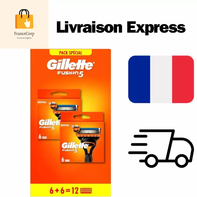 Gillette Fusion5 Recharges De Lames De Rasoir Pour Homme, 12 Recharges De Lames