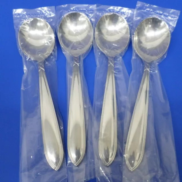 4 - Lenox ARROWRIDGE Stainless 18/10 Vietnam Flatware 7" ROUND BOWL SOUP SPOONS