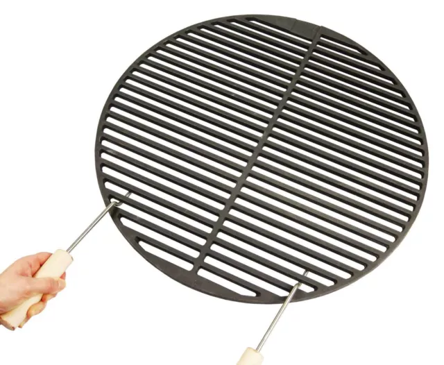 Gusseisen Grillrost rund 34,5  44,5  54,5 cm + 2 Griffe für Weber Guss Grillclub