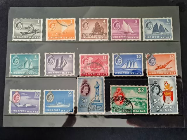 British Empire 1955 SINGAPORE MALAYA QEII Ships 2 sets stamps c£18