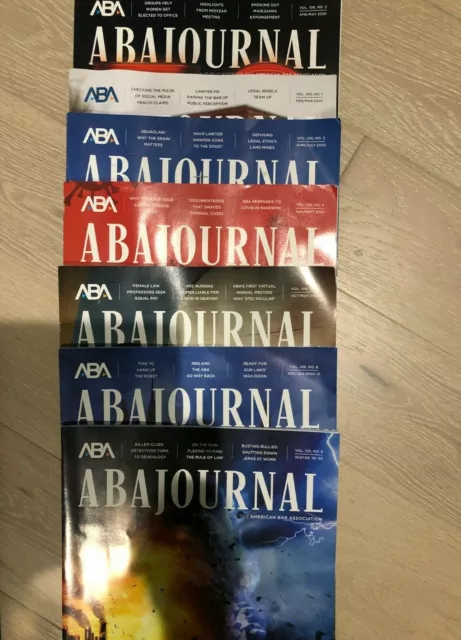 ABA American Bar Assoc. Journal 2020,Lot of 6  Lawyers Magazine Months April-Dec