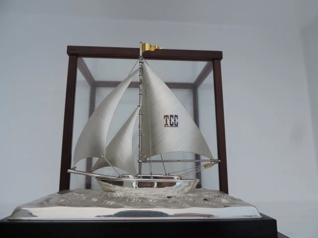 Japanese Tcc Golf Tropy Cup  Solid Sterling Silver 970 Sailboat Yacht Ship Tokyo