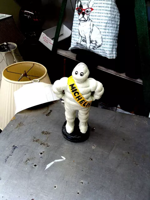 Vintage 10" Cast Iron Michelin Man Bibendum Detroit Reg. 1918 Advertising Statue