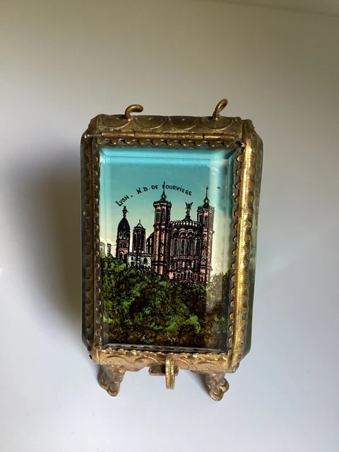 Couvercle Ancien Pour Montre à Gousset 3cm - Boîtier En Bois Avec Image Collée - À Restaurer (incomplet)