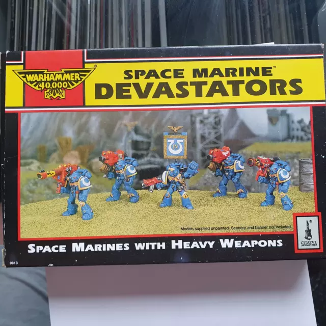 Metal Space Marine Devastor Squad, in original box, rare long OOP Warhammer 40k