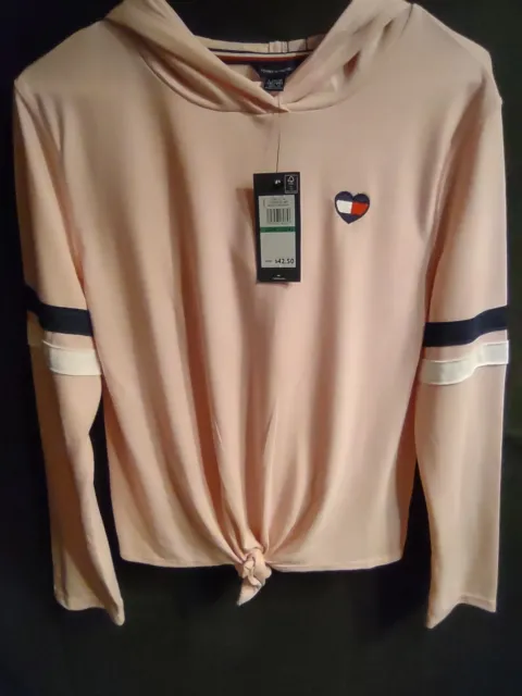 Tommy Hilfiger Girls Long Sleeve Top w/Hood Rose Shadow Size Large