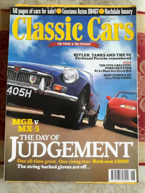 classic cars magazine June 1998,  mgb v mx-5, the day of judgment