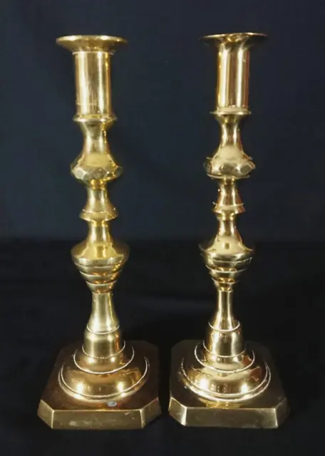 Antique Victorian Brass Candlesticks 19th Century