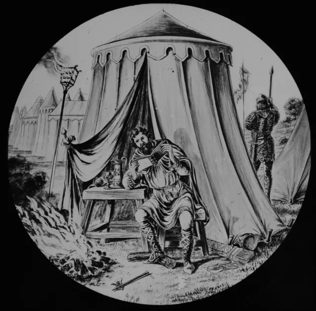 KING ALFRED THE GREAT IN CAMP C1901 Magic Lantern Slide ENGLAND SAXONS