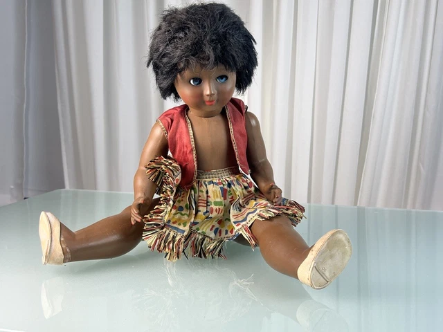 POUPEE ANCIENNE PLASTIQUE DURE 54cm UNICA BELGIUM 1960 YEUX RIBOULANT EUR 20,00 - FR