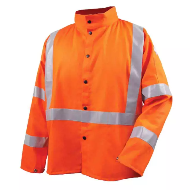 Black Stallion JF1012 FR Cotton Welding Jacket-FR Reflective Tape Orange Medium