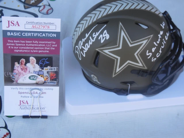 Darren Woodson signed Dallas Cowboys Salute to Service mini helmet JSA COA