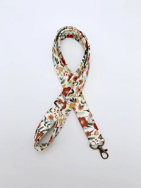 Boho Woodland Wildflower Lanyard - Hippie ID Badge Holder, Keychain