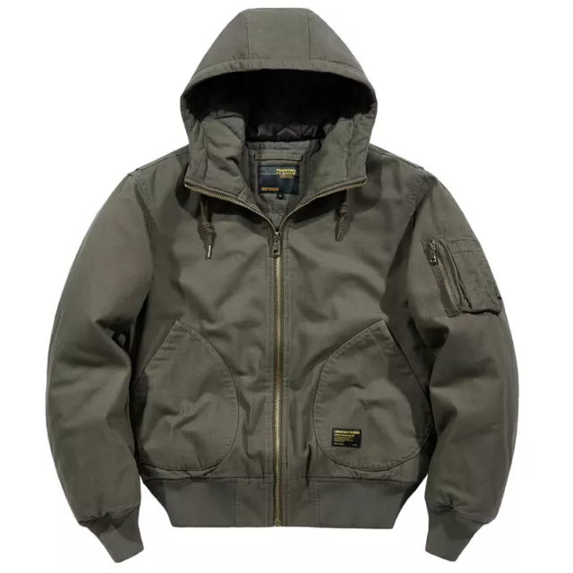 Men's Cotton Coat Thickened Warm Workwear Hooded Mountain Jacket Retro Warm Tops