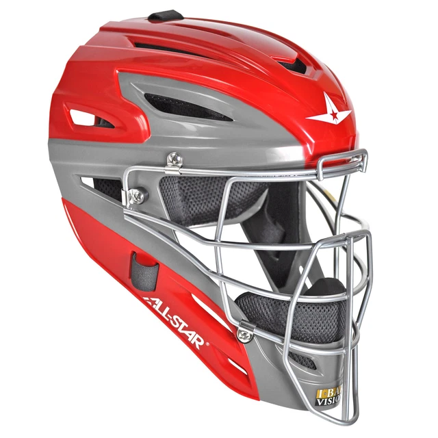 All-Star Graphite Two-Tone Baseball/Softball Catcher's Helmet - Scarlet - Youth