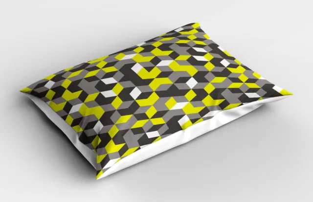 Kopfkissenbezug Chic Kissenhülle für Haus Grau und Gelb Moderne Box Cubes