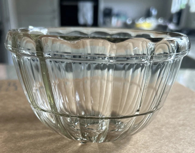 Stampo vintage retrò JAJ Pyrex vetro scanalato rotondo marrone gelatina Blancmange 1 pinta