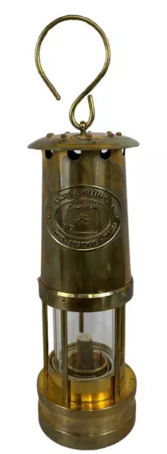 NOS Thomas Williams Cambrian Welsh Miners Brass Davy Flame Safety Kerosene Lamp