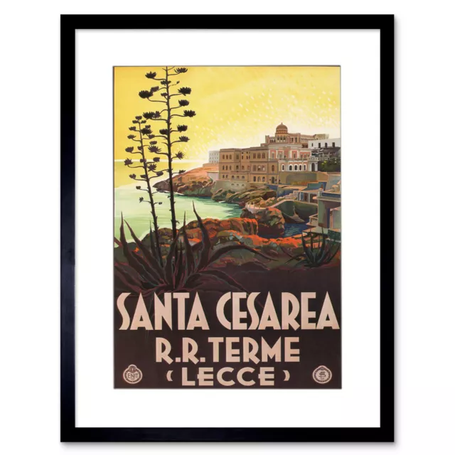 Travel Santa Cesarea Baths Lecce Italy Framed Art Print Picture Mount 12x16 Inch