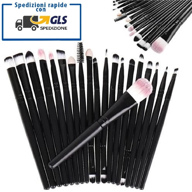Set 20 Pennelli Make up Trucco Professionali per Labbra Ombretti Ciglia Eyeliner