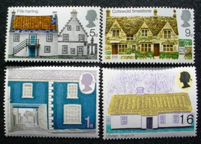 1970 Great Britain Qeii: British Rural Architecture: 4 Mnh Stamps:  Free Uk P&P