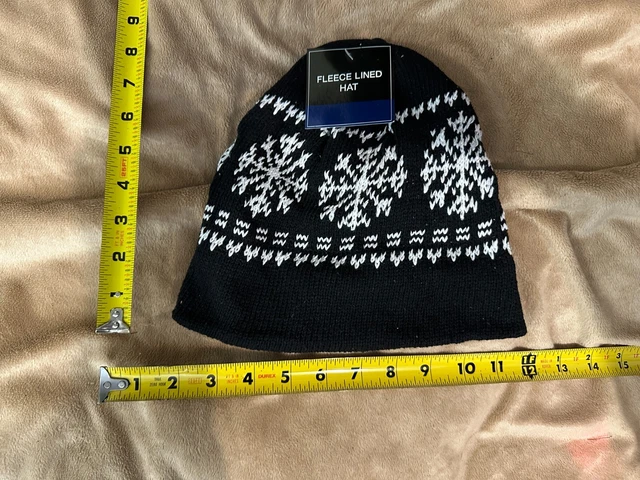 HAT cap BLACK Beanie Cuff Plain Knit Ski Skull  Winter Slouchy snow snowflake