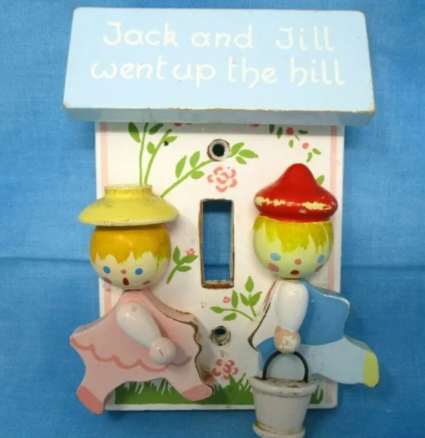 Vintage Jack and Jill Light Switch Cover Wood Nursery Rhyme Baby single