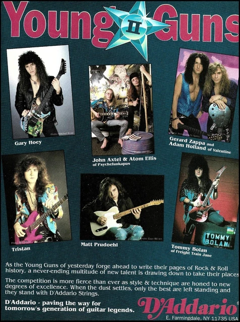 Gary Hoey Tommy Bolan Matt Prudoehl 1992 D'Addario guitar strings 8 x 11 ad