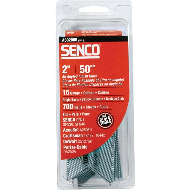 Senco 15-Gauge Bright 34 Degree Angled Finish Nail, 2 In. (700 Ct.) A302000 Pack