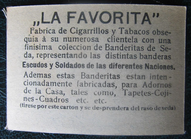 Cigarette Silks Card Austria military La Favorita Soldiers & Flag ORIGINAL BACK 2