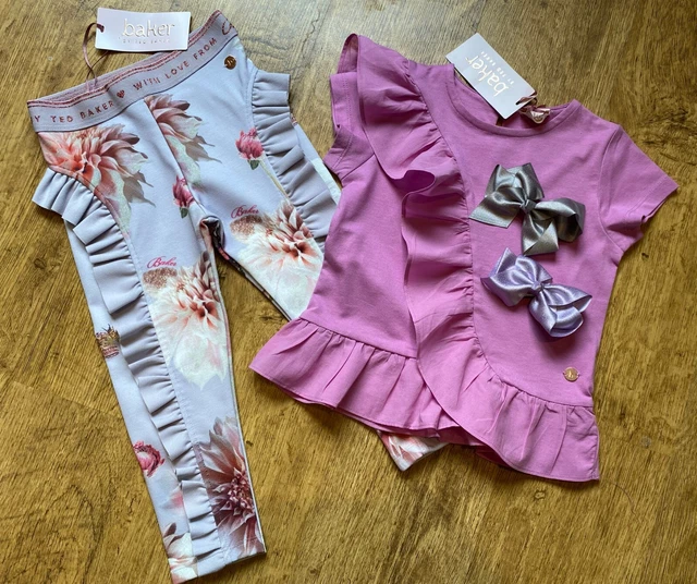 Ted Baker nuovo 18-24 mesi top leggings set abito floreale 1,5-2 nuovi con etichette cotone
