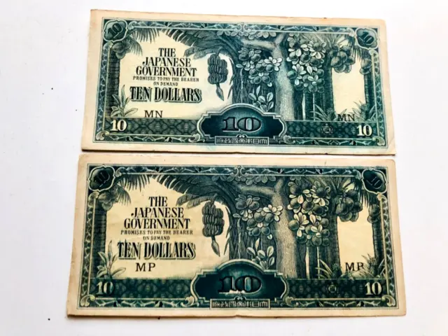 1942 japanese Malaya Singapore 10 ten dollars MN/MP1