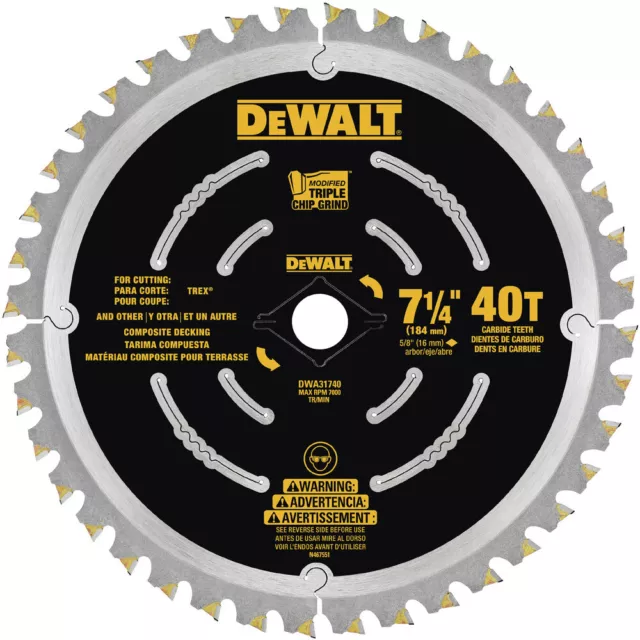 DEWALT 7 1/4 in. 40T Composite Decking Blade DWA31740 new