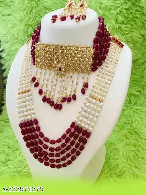South Indian Temple Jewelry Matte Gold Bridal Wedding Jewelry Haram Necklace Set