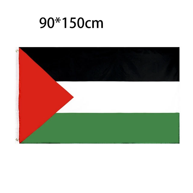 Drapeau Palestine 2 Pièces – 90x150cm + 60x90cm – Double Face, Polyester Résistant – Avec œillets En Laiton – Pour Décorations Extérieures