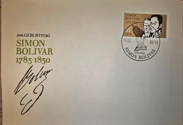 Ersttagsbrief, 200. Geburtstag von Simon de Bolivar, Mi. Nr. 2816, Sonderstempel