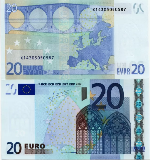 UNC 20 EURO 2002 series Trichet Prefix X Germany European Union Banknote