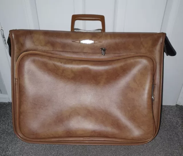 Never Used Antler Tan Brown Faux Leather Suit Bag, Garment Carrier Suitcase Case