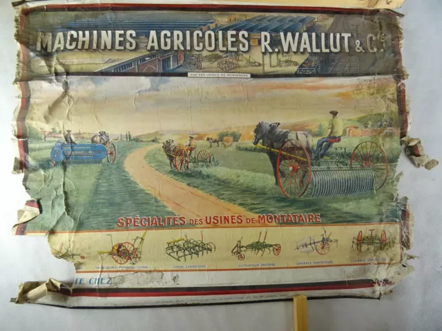 publicité affiche ancienne R WALLUT MACHINE AGRICOLE art populaire