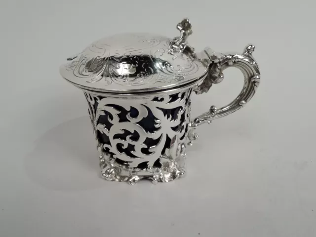 Victorian Mustard Pot Antique Rococo English Sterling Silver Barnard 1845