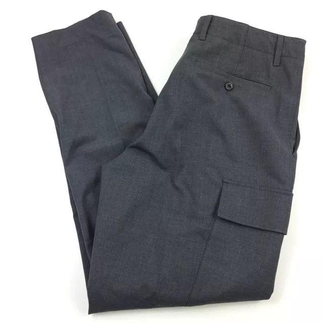 $285 Theory Curtis Twill Bonded Wool Cargo Dress Pants Pestle Gray Mens 33 X 30