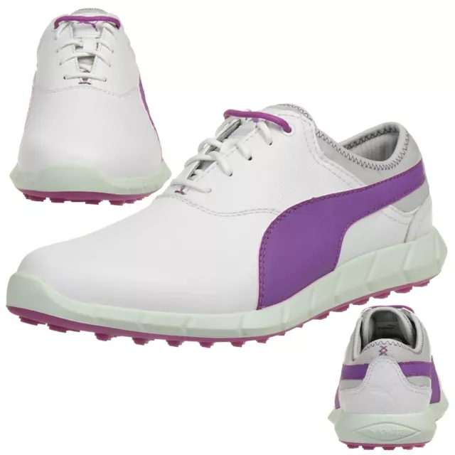Puma S'Enflammer Golf sans Crampons Garantit Femmes Chaussures de Cuir Blanc