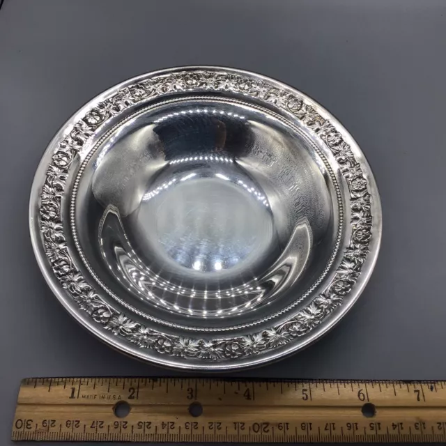 Vintage Wallace Silverplate 5102 Polished Floral Bowl 6-1/2” Dia X 1-1/2” Deep
