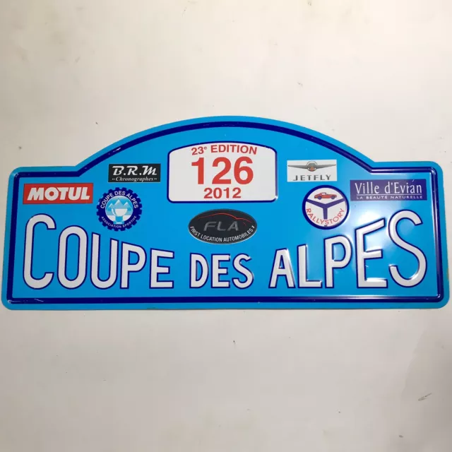 Plaque Tole Concurrent Rallye Automobile Coupe Des Alpes Badge Insigne Mascotte