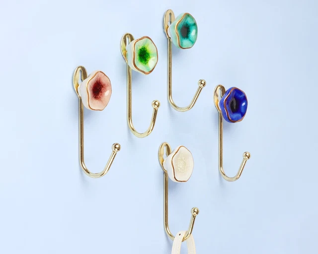 G Decor Tiffity Crackle Glaze Ceramic Wall Hooks