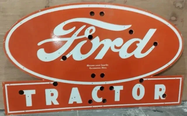 FORD TRACTOR PORCELAIN ENAMEL SIGN SIZE 21" x 35" INCHES