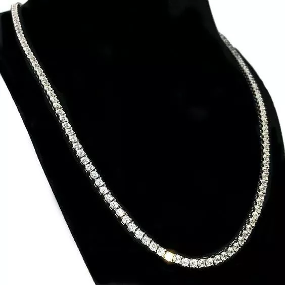 22Ct Simulated D/VVS1 Diamond Tennis Necklace Chain 14k White Gold Over 22" 3mm