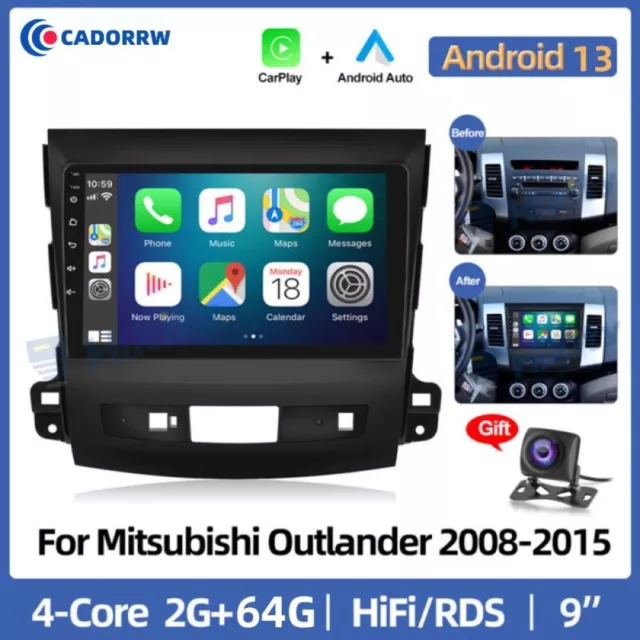 64GB Android 13 Car Stereo Radio Carplay For Mitsubishi Outlander05-11 Head Unit