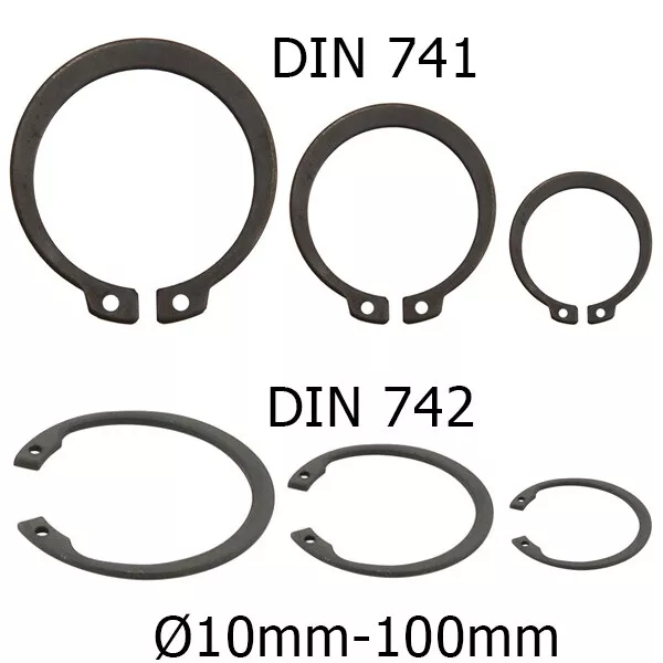 10x Seegering DIN 471 / 472 innen u. außen Sicherungsring Stahl 10mm - 100mm