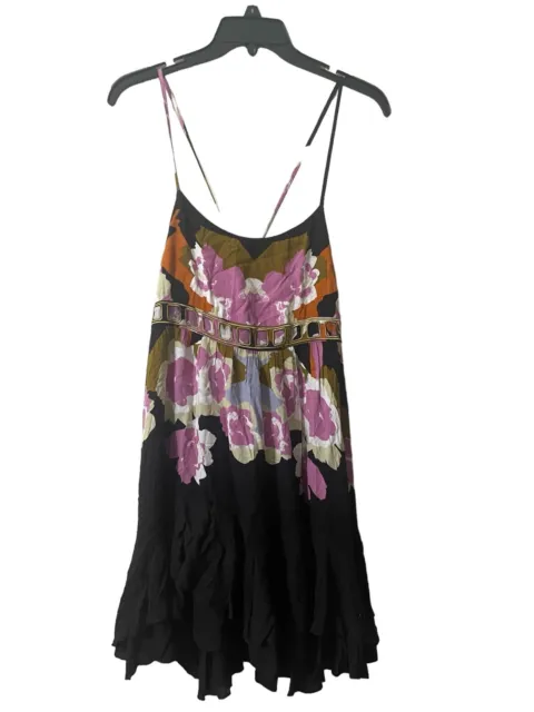 Free People Sweet Lucy Printed Slip Dress Asymmetrical Sleeveless Sz Small